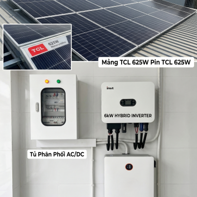 Combo Điện năng lượng mặt trời Hòa Lưới có lưu trữ 1 Pha 6.2kwp – lưu trữ 16kwh