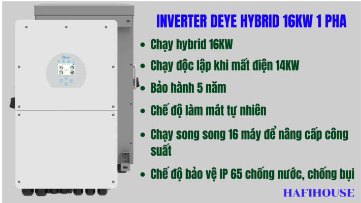 Combo Hệ Điện Mặt Trời Hòa Lưới Có Lưu Trữ Hybrid 16kW-1 Pha 14