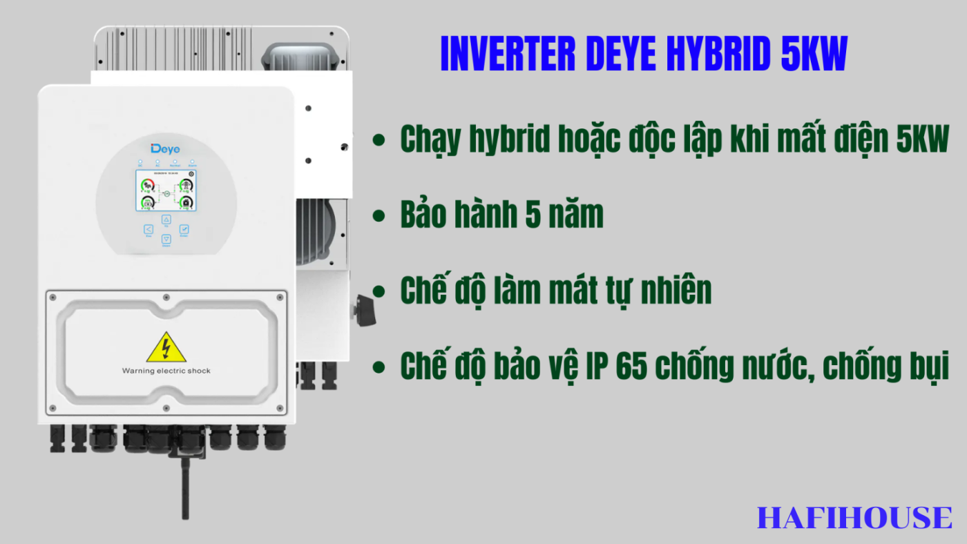 Combo Hybrid 5kWp inverter Hybrid Deye và tấm pin Longi, Jinko 7